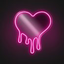 Melt Heart shape Neon sign Silver Mirrored Backboard